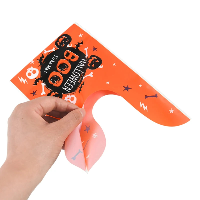 25/50 Stück Halloween Süßigkeitentüten, Kaninchenohr Kürbis, Plastiktüte, Kekse, Dessert DIY Verpackung, Kid Halloween, Party Geschenk Dekor