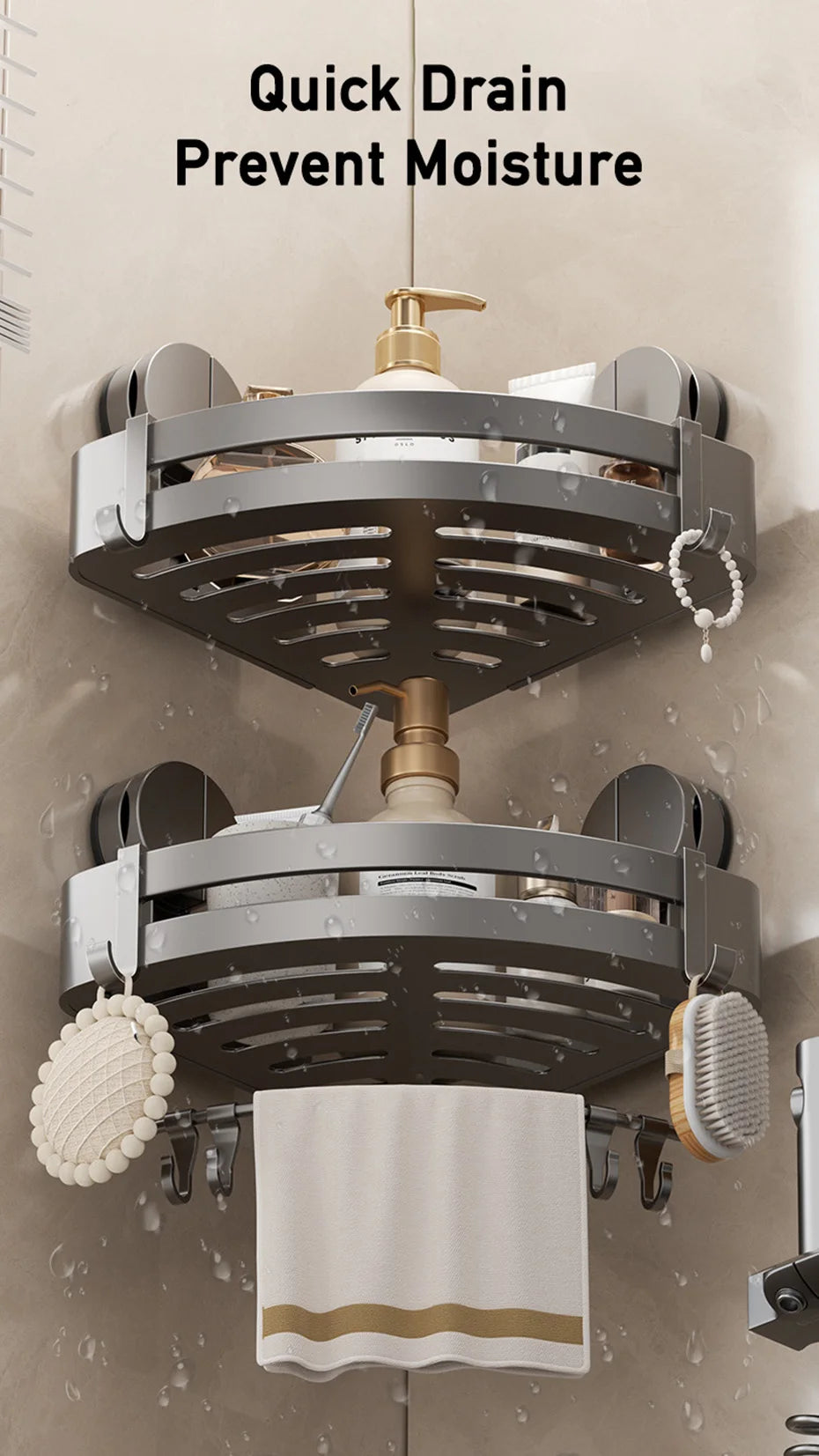 Badezimmer-Ecklagerregal, Saugnapf, Halterung an der Wand, Dusch-Caddy-Box, abnehmbares Badezimmer, Küche, Toilette, Organizer-Rack