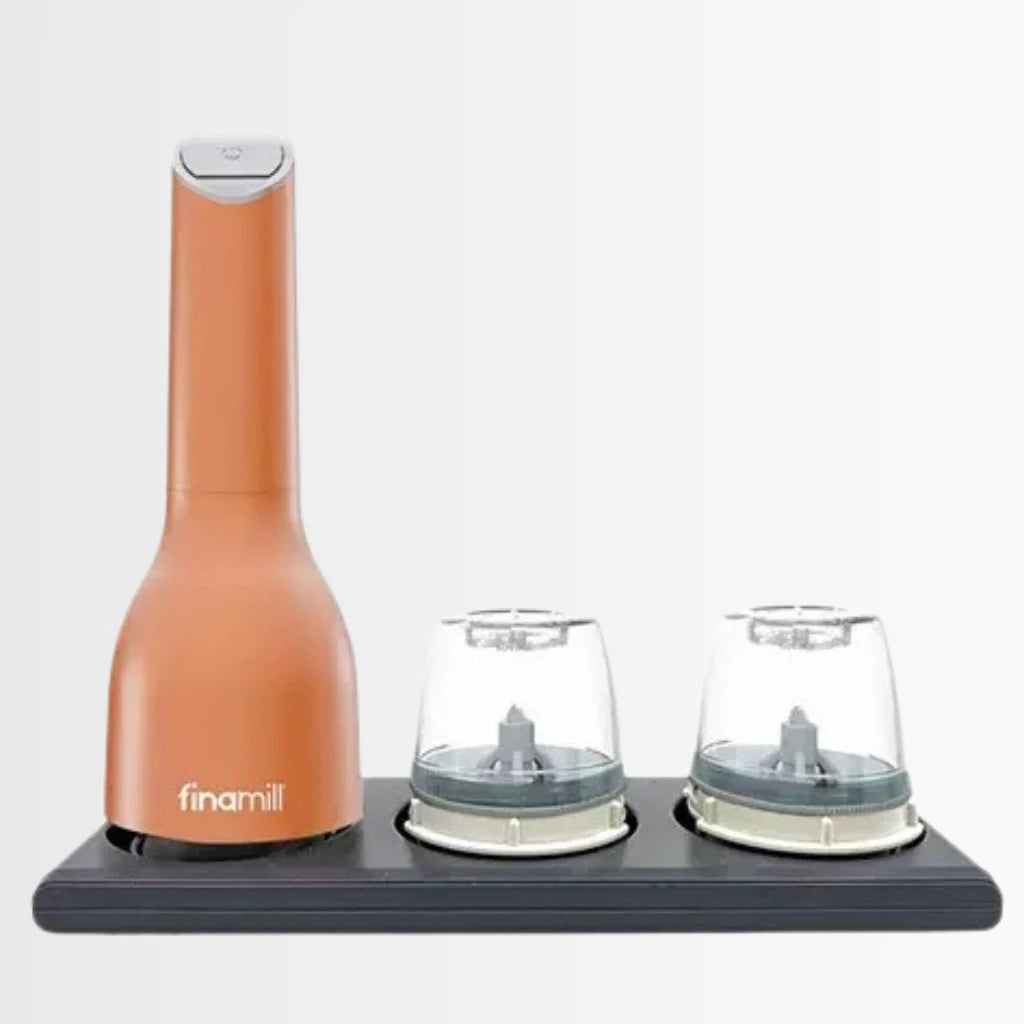 Elektrische Pfeffermühle von Finamill, batteriebetrieben, einhändig, automatische Salz- und Gewürzmühle für Küche, Zuhause