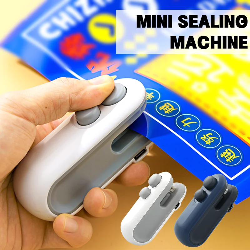 Mini-Versiegelungsmaschine, Schnittversiegelung, doppelt verwendbar, zum Versiegeln von Lebensmitteln, Artefakten, Snacks, feuchtigkeitsfreier Versiegeler, Druckknopf-Versiegelungsmaschine aus Kunststoff
