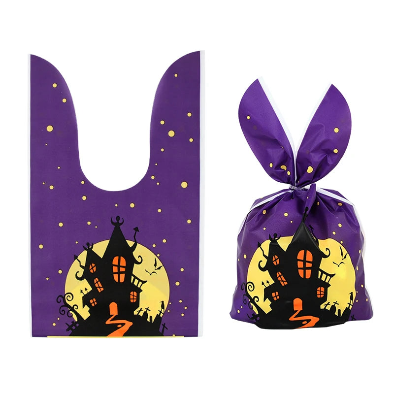 25/50 Stück Halloween Süßigkeitentüten, Kaninchenohr Kürbis, Plastiktüte, Kekse, Dessert DIY Verpackung, Kid Halloween, Party Geschenk Dekor