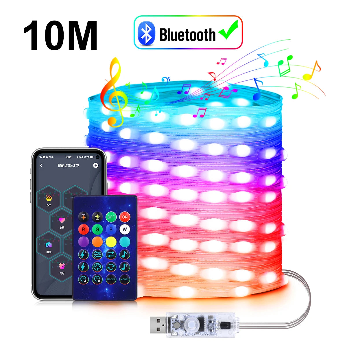 Drahtlose Bluetooth-APP-Steuerung Pixel USB-LED-Lichterkette