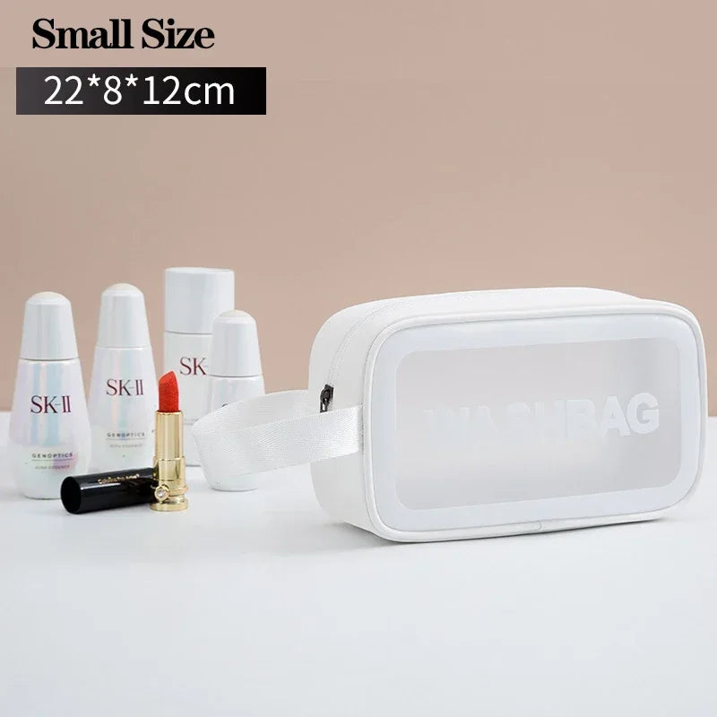 Wasserdichte tragbare Reise-Kulturtasche für Damen, transparent, Make-up-Aufbewahrungstasche, große Kapazität, Kosmetik-Organizer, Schönheitstasche für Damen