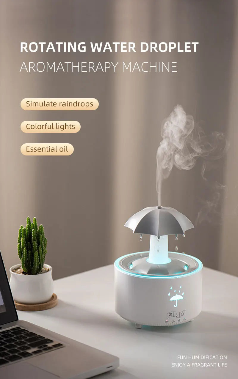 Humidificateur d'air créatif en forme de goutte d'eau avec lumière colorée et diffuseur d'huiles essentielles et d'arômes en forme de goutte d'eau. Humidificateur d'aromathérapie.