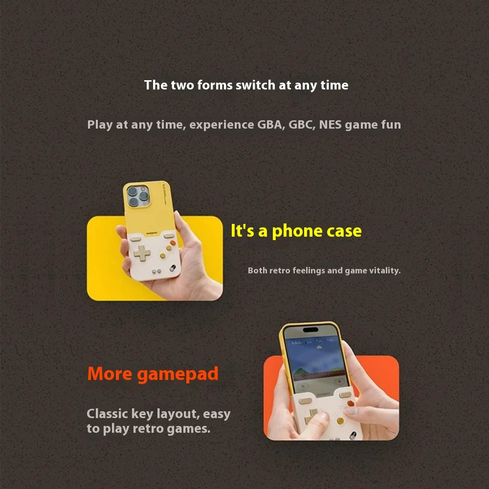 BITMOLAB GAMEBABY Telefon Fall Benutzerdefinierte Gamepads Für iPhone 16 15 Pro Max Retro Handheld Spielkonsole unterstützung GB GBC NES Layout Case