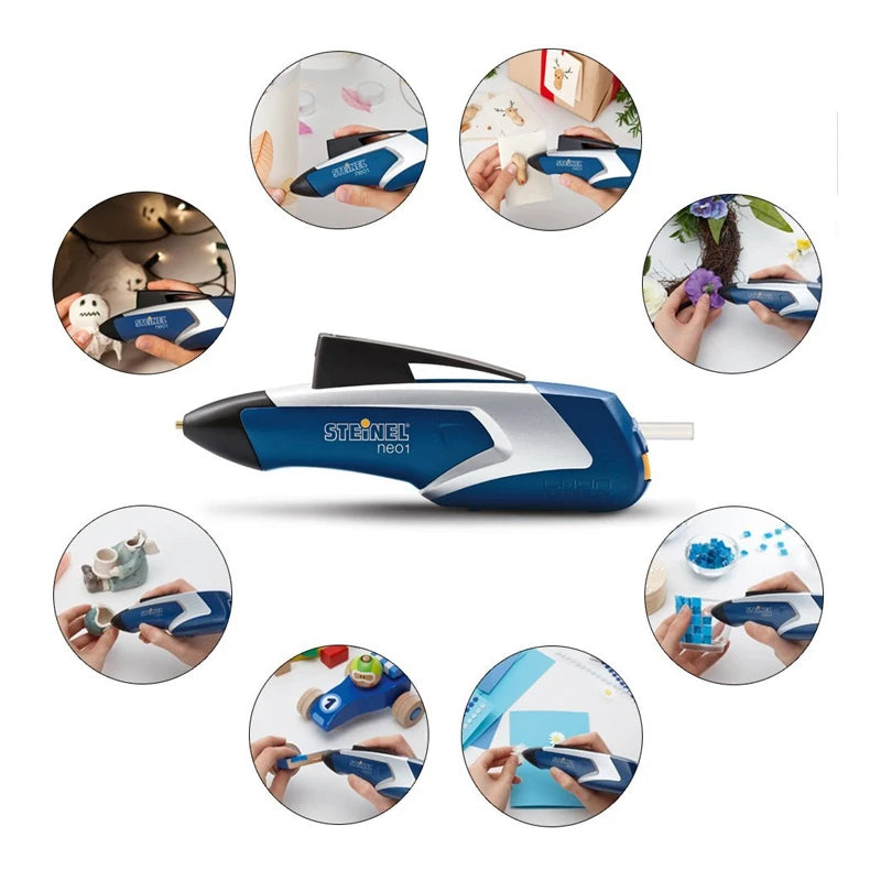 Deutsches STEINEL wiederaufladbares kabelloses Heißklebepistole mit 3 Klebestiften, tragbares Mini-Reparaturwerkzeug-Set, Klebegreifer, DIY NEO1
