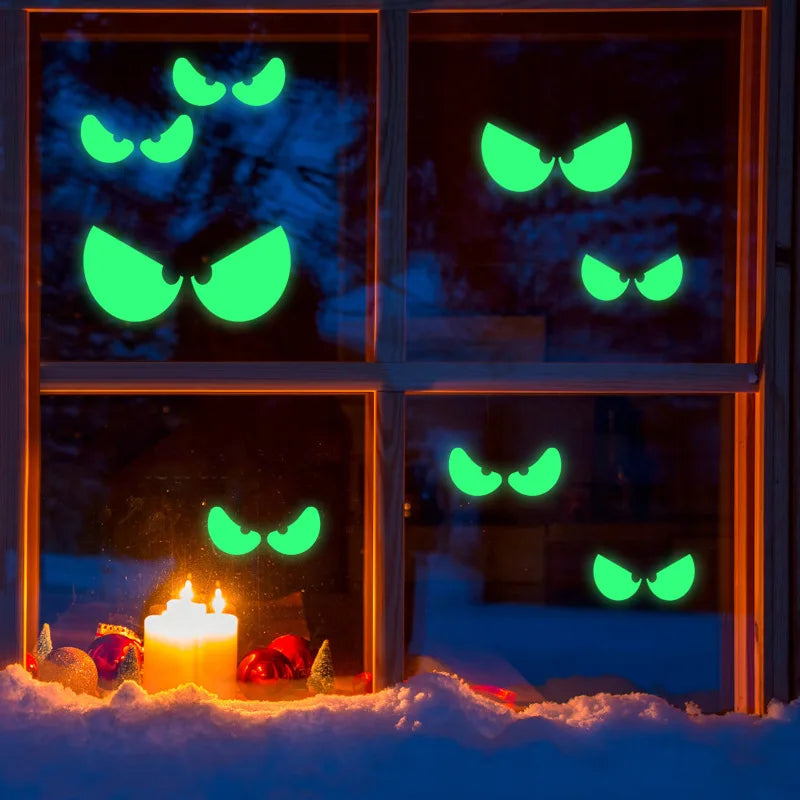 Halloween Aufkleber, Leuchtende Augen Geist, Party Dekoration Aufkleber, Fluoreszierende Horror Wand Aufkleber, Urlaub Party Zimmer Dekoration