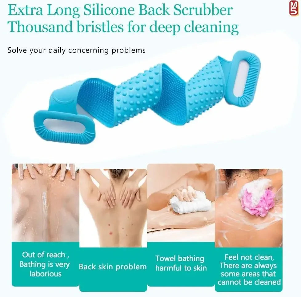 Silikon-Rückenwäscher für Duschbad, Körperbürste, Rückenwascher mit Griff für Männer und Frauen, Tiefenreinigung, Massage, Haut