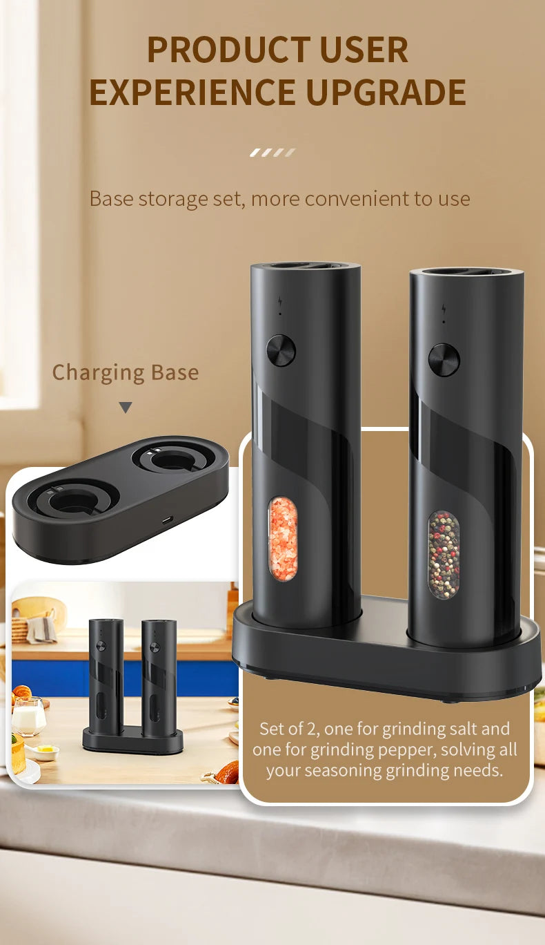 110 ml wiederaufladbare elektrische Salz- und Pfeffermühlen-Schüttler, USB, automatisch einstellbare Grobheit, Gewürzmühlen für Küchenhelfer