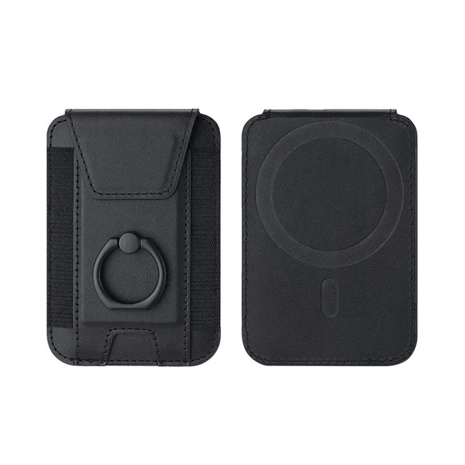 Magsafe-Kartenhalter mit Klappenabdeckung, magnetischer Telefonringständer, PU-Leder, Kartenhalter, Handyhülle für iPhone 13, 14, 15, 16 Pro