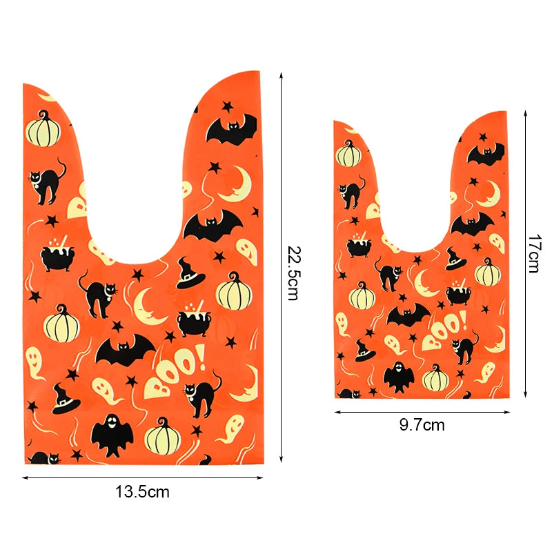 25/50 Stück Halloween Süßigkeitentüten, Kaninchenohr Kürbis, Plastiktüte, Kekse, Dessert DIY Verpackung, Kid Halloween, Party Geschenk Dekor
