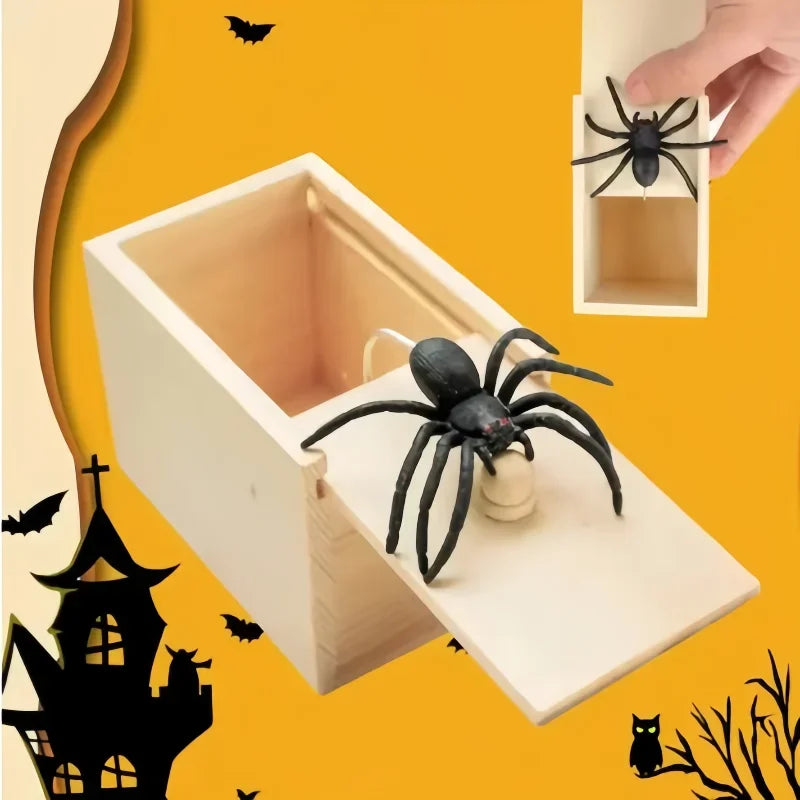 Trick Spider, Lustige Schreckensbox, Versteckte Holzbox, Hochwertiger Streich Holz Schreckensbox, Lustiges Spiel, Streich Trick Freund Bürospielzeug