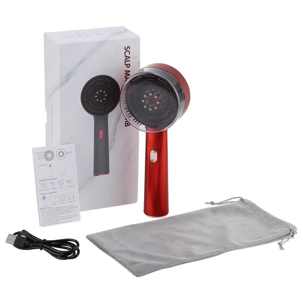 Peigne de massage électrique pour la tête, appareil de massage par vibrations, portable, pour follicules pileux, huile pour cuir chevelu, applicateur liquide, croissance des cheveux, anti-chute