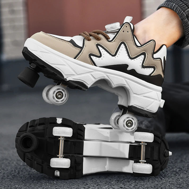 Kinder-Rollschuhe mit Allradbremsen, neue Leder-Rollerblades für Kinder