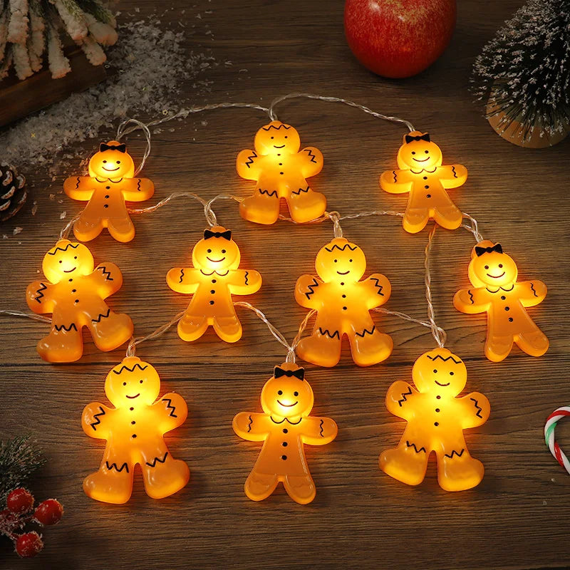 Weihnachten LED String Licht Santa Claus Lebkuchen Mann Weihnachten Baum Ornament Weihnachten Dekoration Für Home Neue Jahr Party Kinder Geschenk