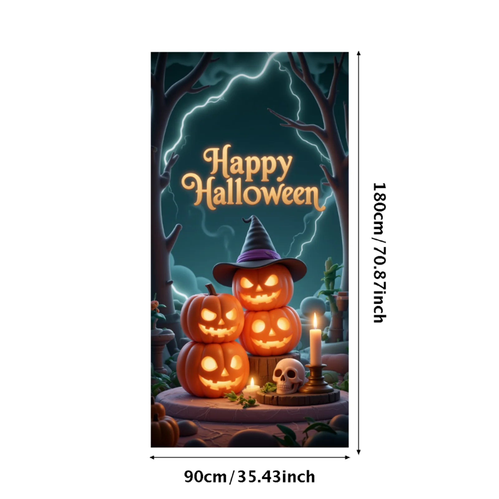 Event-Banner, bunter Druck, Kürbis-Laternen-Banner, Kürbis-Banner, Halloween-Party, Feiertagsfeier, gruselige Tür-Banner-Abdeckung