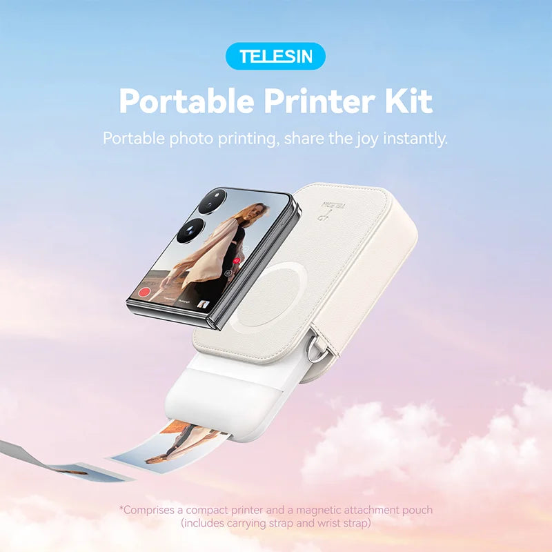 TELESIN LIENE Mini-Fotodrucker Zink, tintenfrei, 300 dpi, kabellos, Bluetooth, tragbarer Foto-Waschautomat mit APP für selbstgemachte Bilder und Geschenke