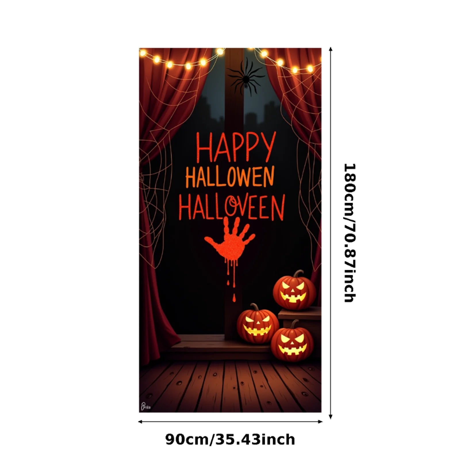 Event-Banner, bunter Druck, Kürbis-Laternen-Banner, Kürbis-Banner, Halloween-Party, Feiertagsfeier, gruselige Tür-Banner-Abdeckung