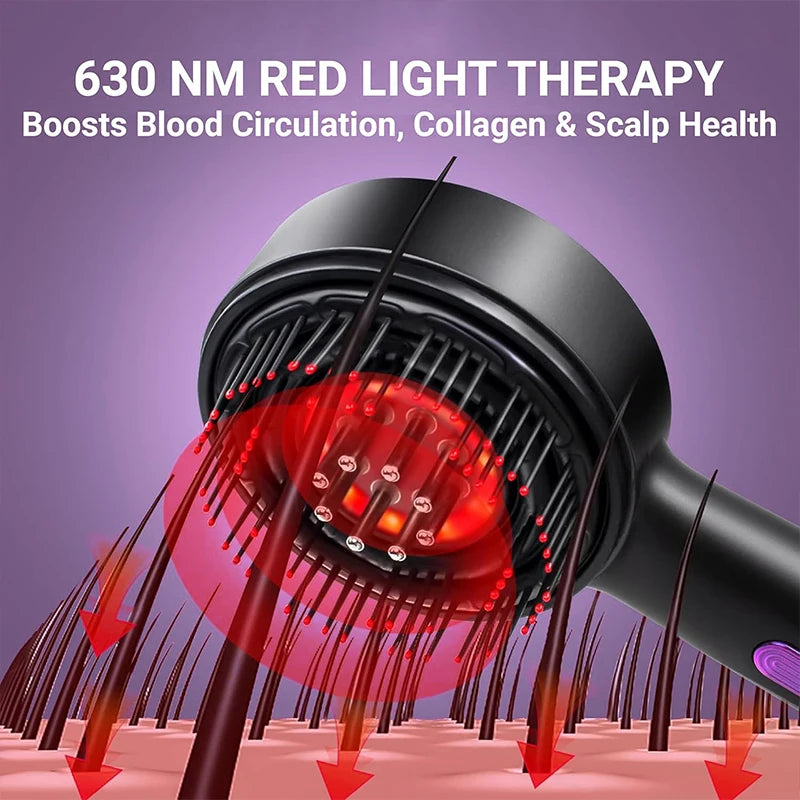 Peigne de massage électrique pour la tête, appareil de massage par vibrations, portable, pour follicules pileux, huile pour cuir chevelu, applicateur liquide, croissance des cheveux, anti-chute