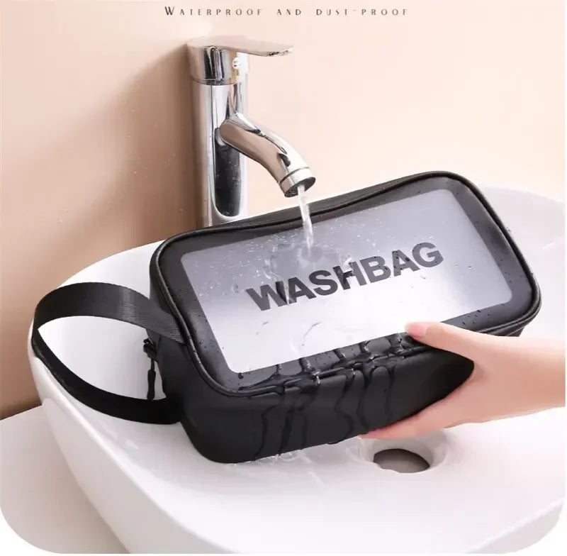 Wasserdichte tragbare Reise-Kulturtasche für Damen, transparent, Make-up-Aufbewahrungstasche, große Kapazität, Kosmetik-Organizer, Schönheitstasche für Damen
