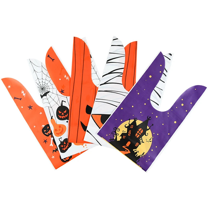 25/50 Stück Halloween Süßigkeitentüten, Kaninchenohr Kürbis, Plastiktüte, Kekse, Dessert DIY Verpackung, Kid Halloween, Party Geschenk Dekor