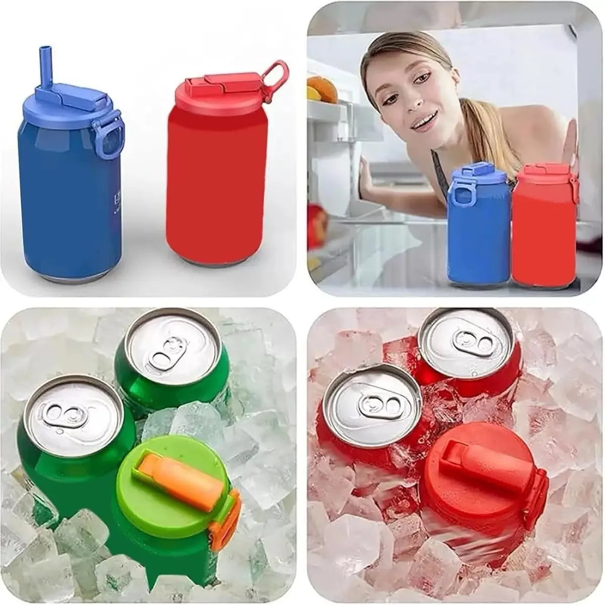 Multi-Color Beverage Can Opener Set with Protective Cover And Straw