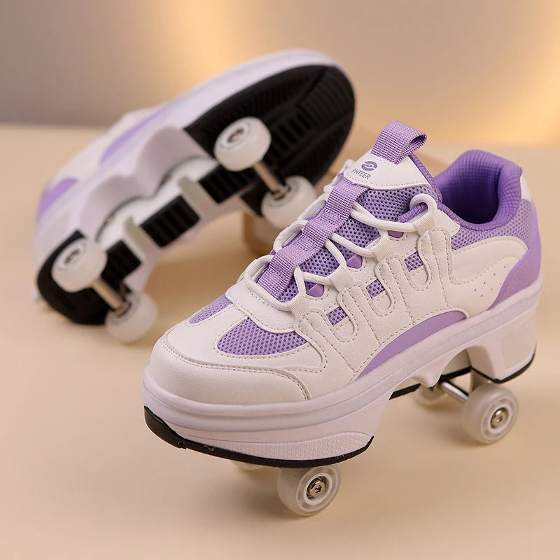 Kinder-Rollschuhe mit ausziehbarer Vierradunterstützung