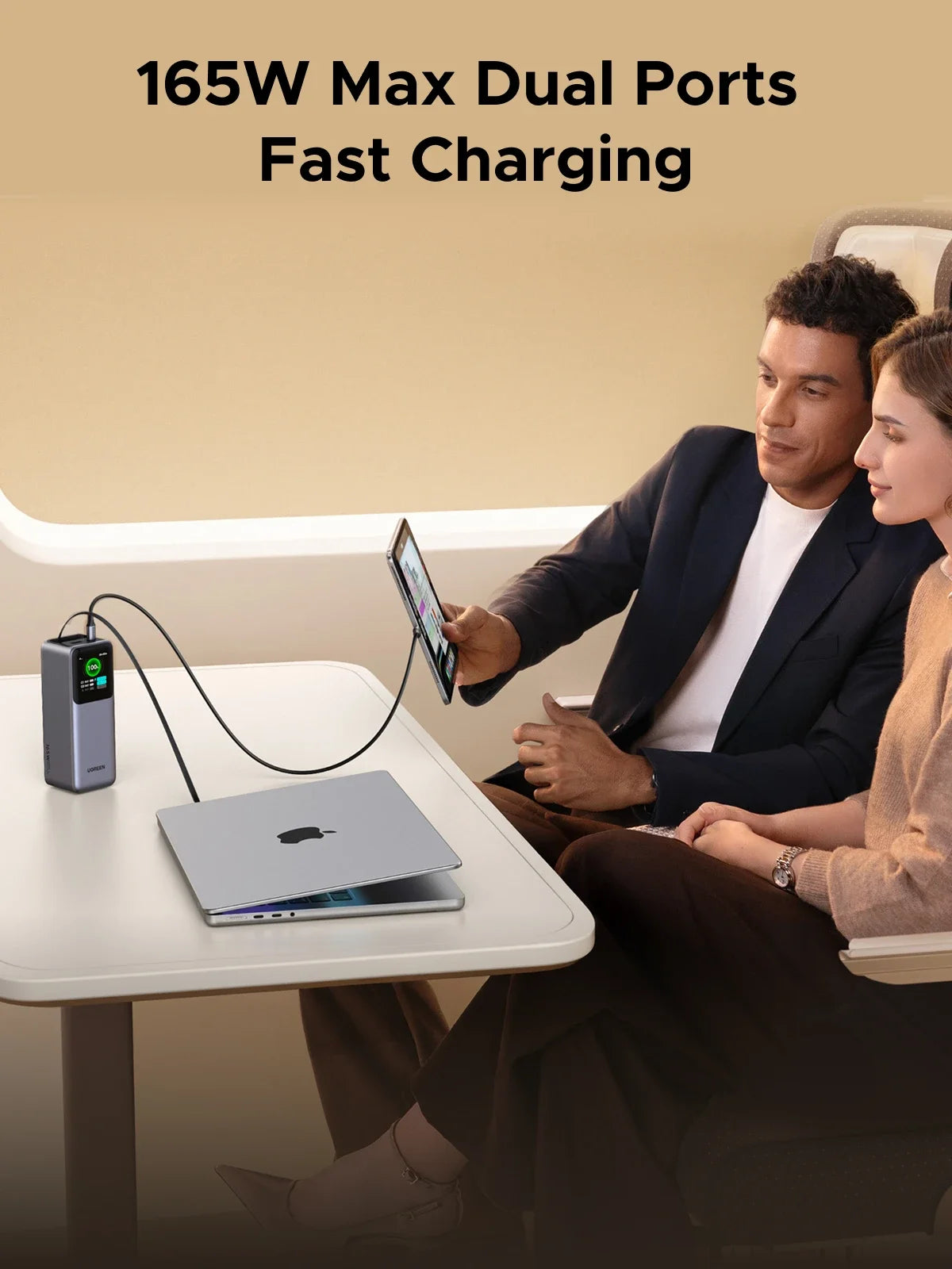 UGREEN Nexode 165W Power Bank 20000mAh Chargeur Portable 100W Max PD3.0 Batterie Externe Câble Intégré pour Ordinateur Portable Téléphone Portable