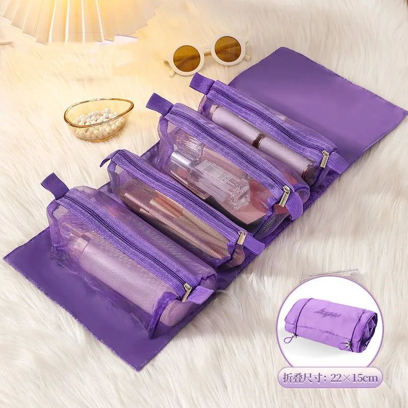 Abnehmbare Kosmetiktasche, tragbar, große Kapazität, 4-in-1-Make-up-Taschen, tragbar, faltbar, Reise-Kosmetik-Aufbewahrungs-Kulturtasche