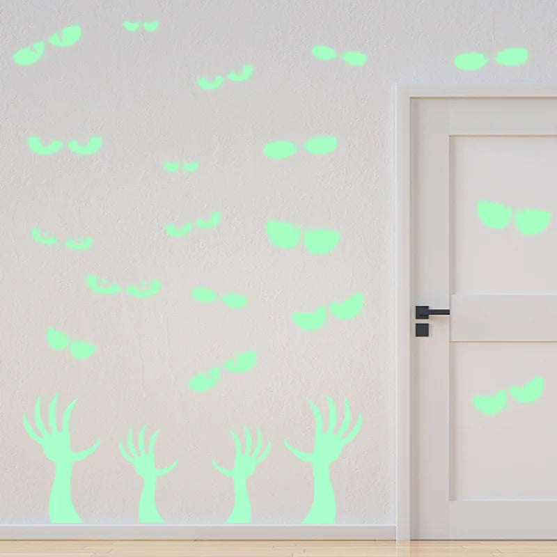 Halloween Aufkleber, Leuchtende Augen Geist, Party Dekoration Aufkleber, Fluoreszierende Horror Wand Aufkleber, Urlaub Party Zimmer Dekoration