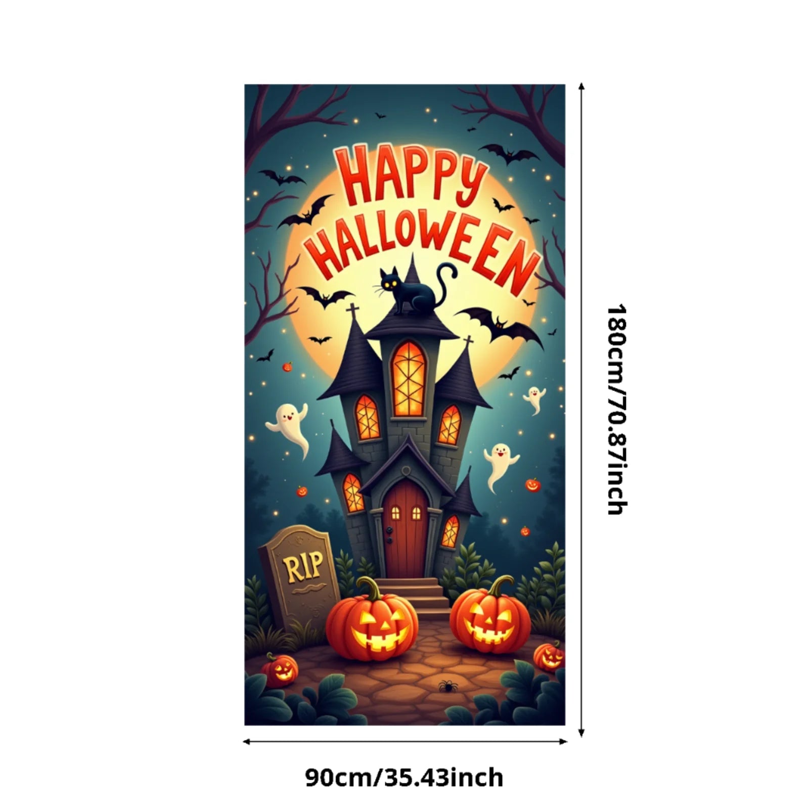 Event-Banner, bunter Druck, Kürbis-Laternen-Banner, Kürbis-Banner, Halloween-Party, Feiertagsfeier, gruselige Tür-Banner-Abdeckung