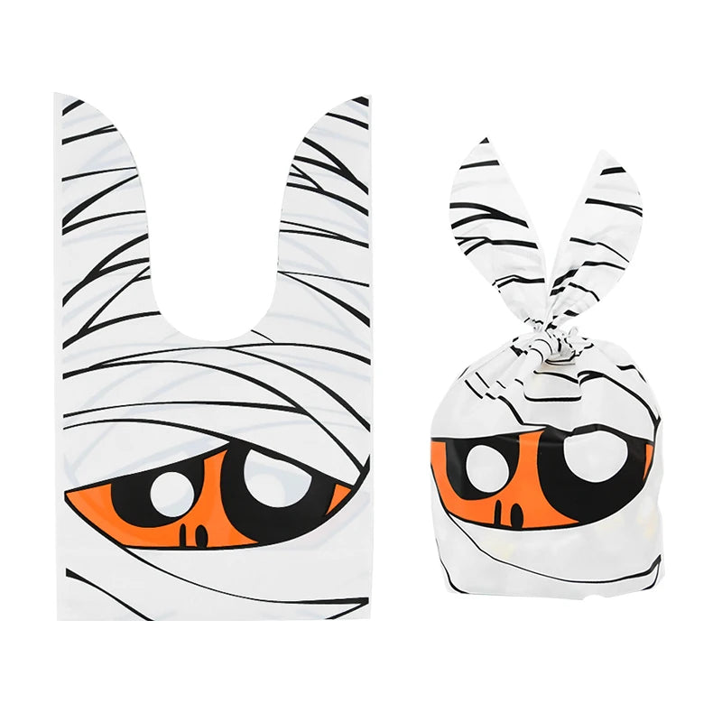 25/50 Stück Halloween Süßigkeitentüten, Kaninchenohr Kürbis, Plastiktüte, Kekse, Dessert DIY Verpackung, Kid Halloween, Party Geschenk Dekor