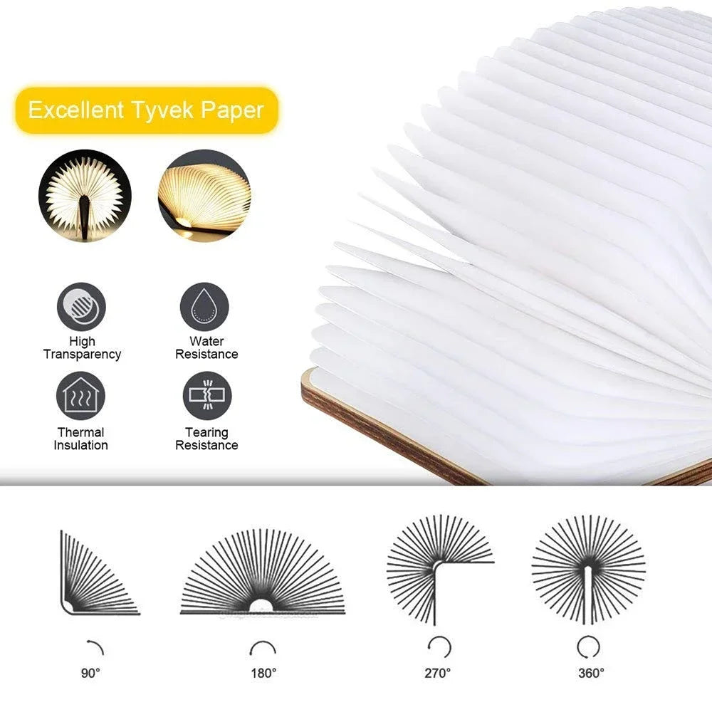 3D Holz Faltbare LED Buch Nachtlicht 3 / 5 Beleuchtung Farben 5V