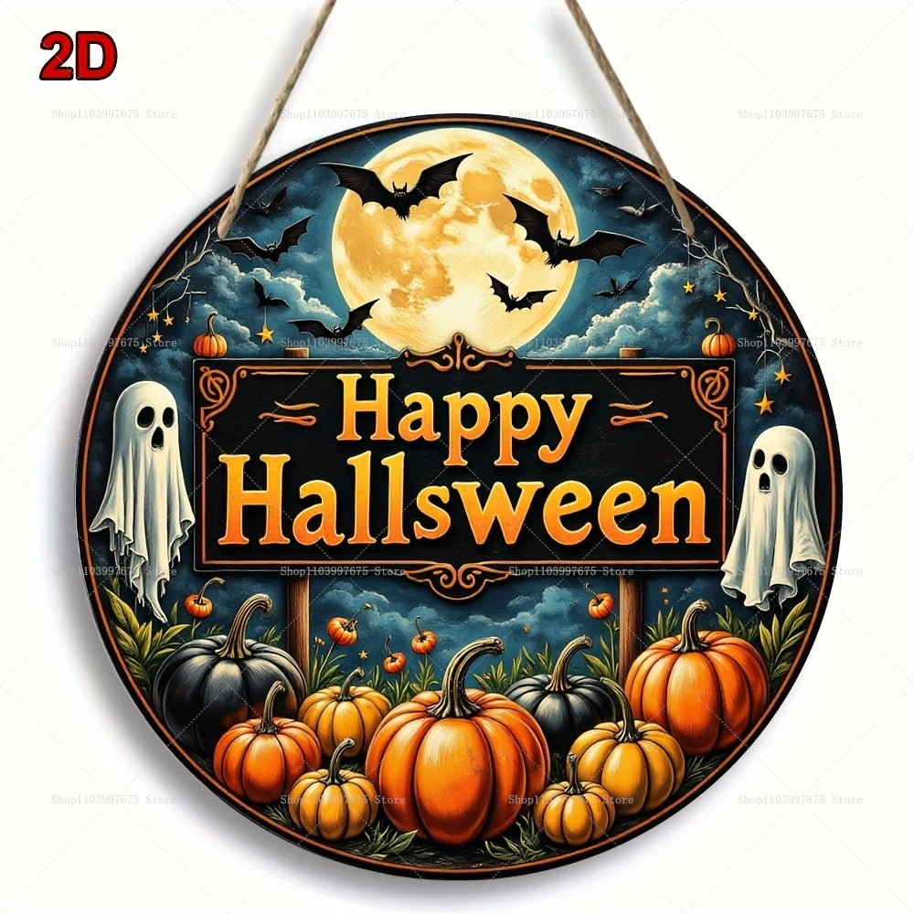 2D-Halloween-Party-Dekoration, Holzschild, Kürbis, Geist, Fledermaus, Trick oder Treat, Wandbehang, Schild für Haustür, Heimdekoration, Kindergeschenke