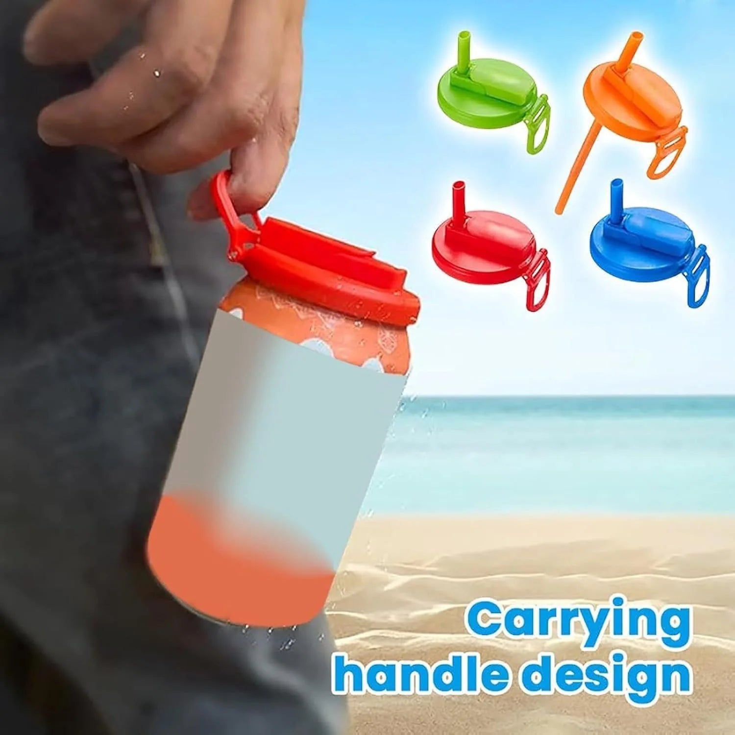 Multi-Color Beverage Can Opener Set with Protective Cover And Straw
