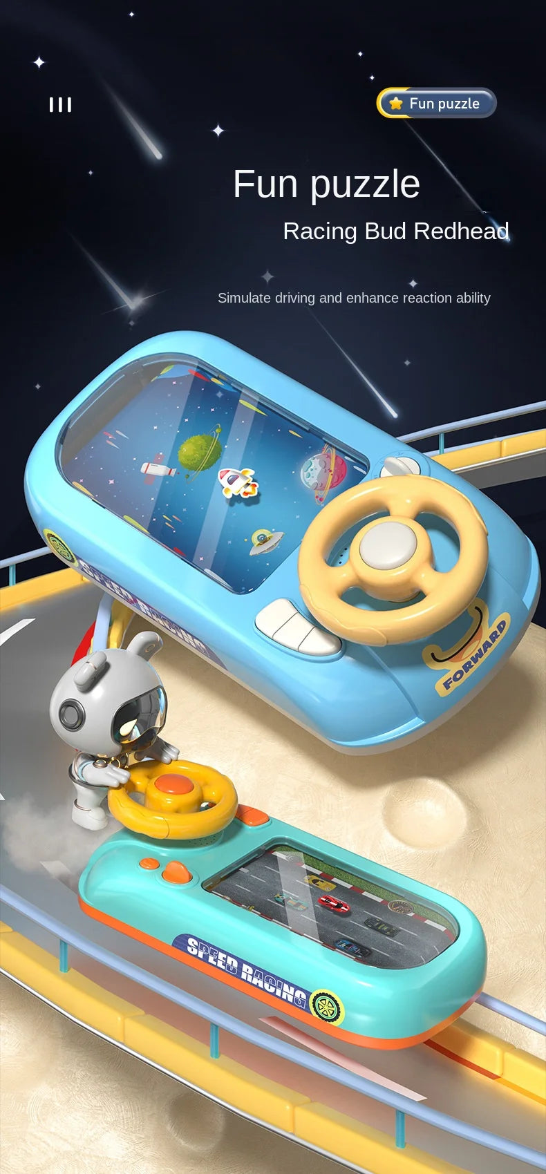 Kinder-Lenkrad-Fahrspielzeug Dodge-Fahrzeug, elektronisches Simulations-Abenteuerspiel mit Musik-Soundeffekten