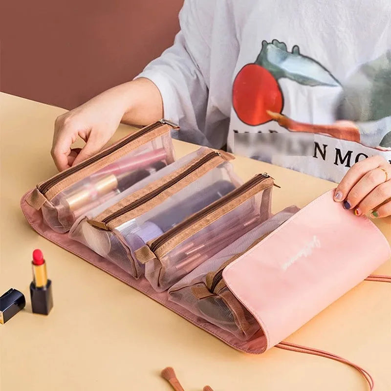 Abnehmbare Kosmetiktasche, tragbar, große Kapazität, 4-in-1-Make-up-Taschen, tragbar, faltbar, Reise-Kosmetik-Aufbewahrungs-Kulturtasche