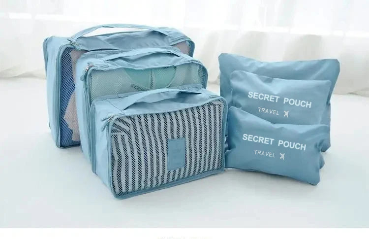 6 Teile/Satz, Rosa/Blau/Grau Reise Tasche, Große Kapazität, Wasserdichte Gepäck, Kleidung/ Unterwäsche Tasche, Tasche mit Zipper
