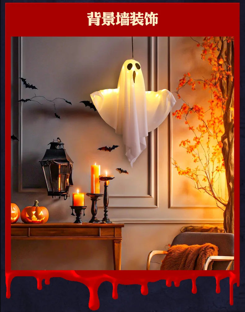 Halloween Party LED Glow, Ghost Home Indoor Outdoor Dekoration, Lieferungen 2024, Spukhaus Bar Hängende Horror Requisiten mit Lichtern
