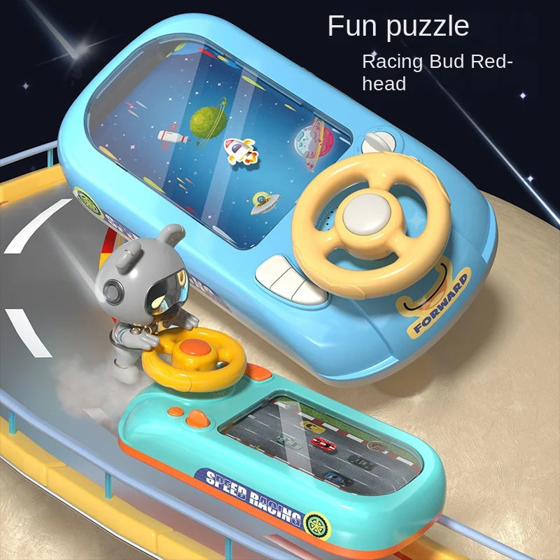 Kinder-Lenkrad-Fahrspielzeug Dodge-Fahrzeug, elektronisches Simulations-Abenteuerspiel mit Musik-Soundeffekten