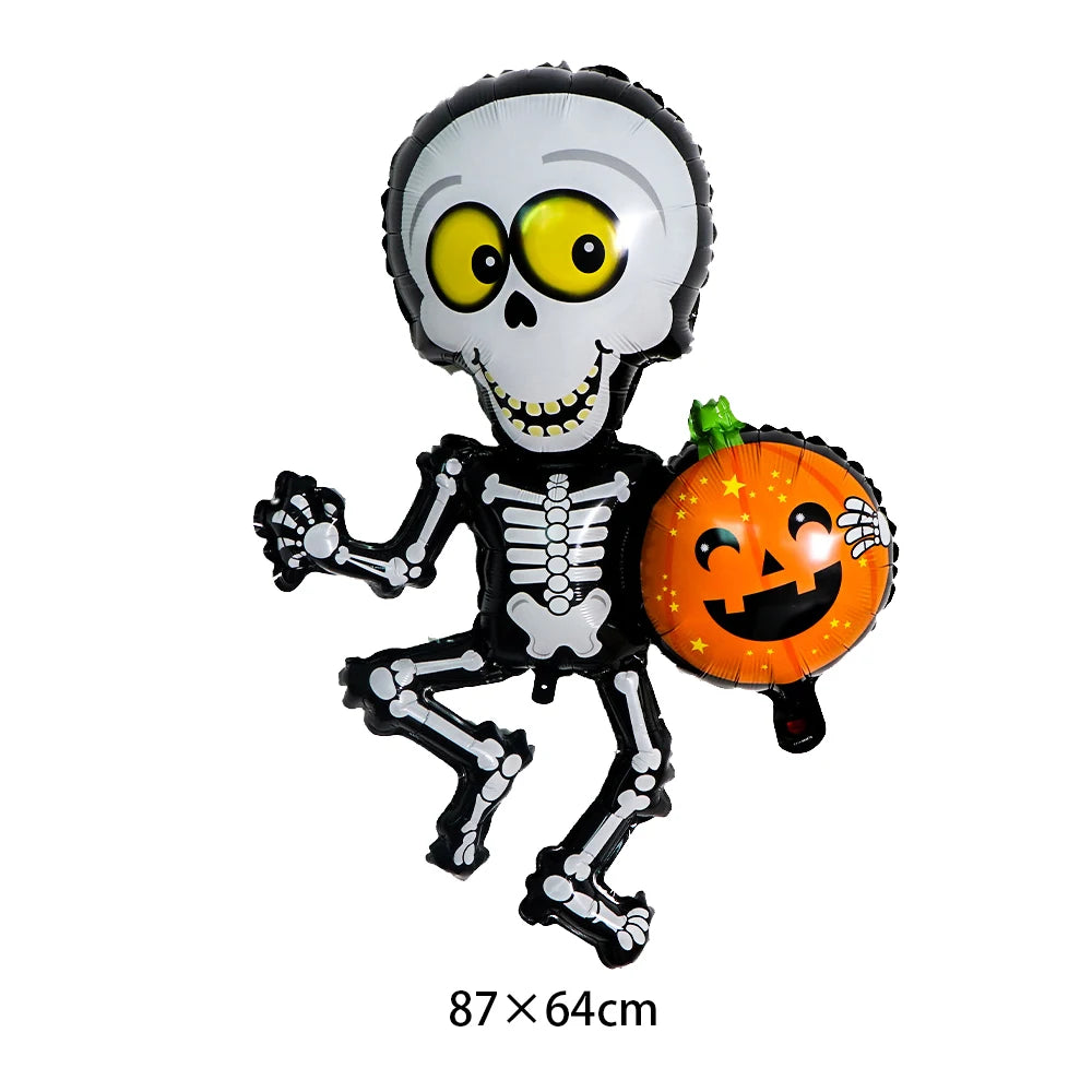 Riesiger stehender Halloween-Kürbis-Skelett-Totenkopf-Ballon, Halloween-Ballonspielzeug für Kinde,r Halloween-Party-Dekorationsballon