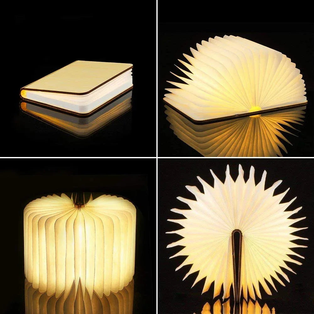 3D Holz Faltbare LED Buch Nachtlicht 3 / 5 Beleuchtung Farben 5V