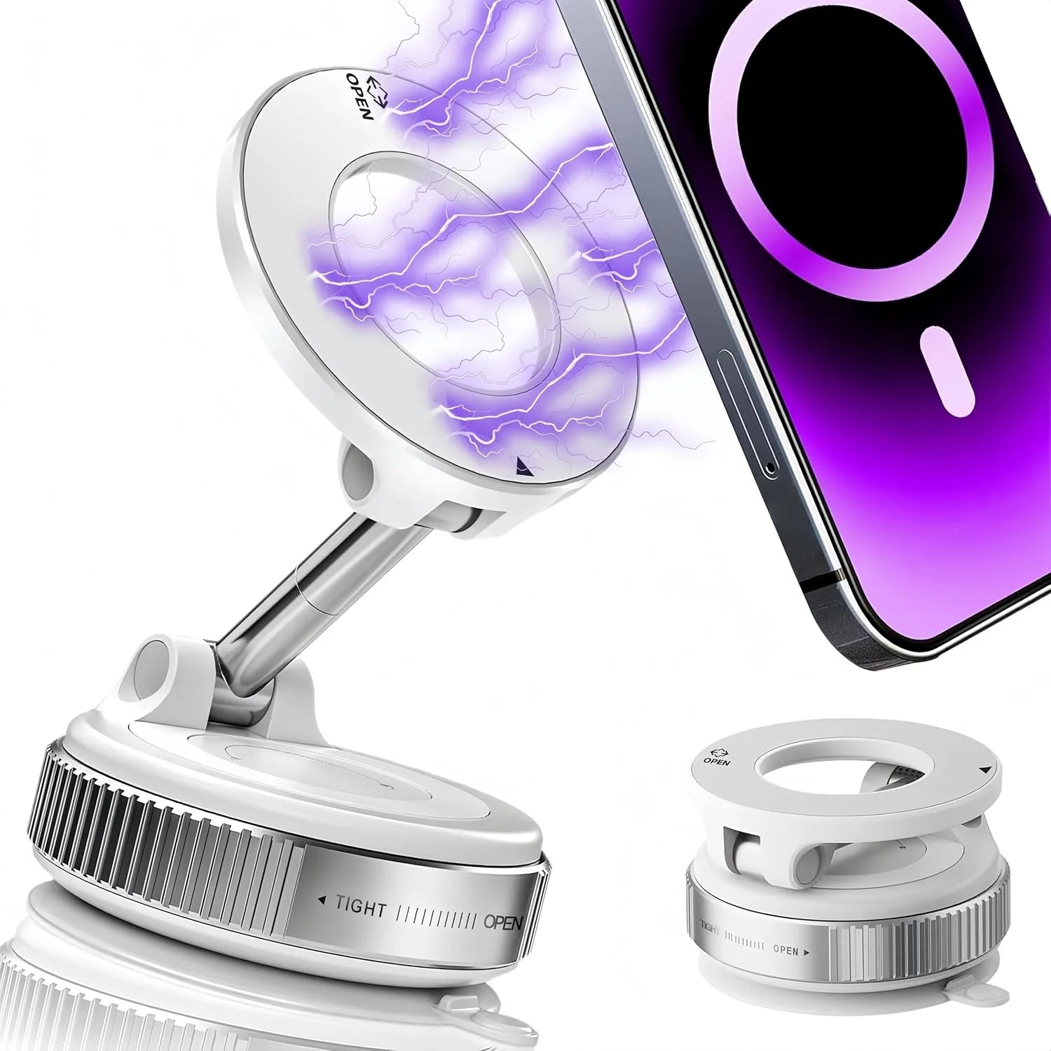 Vakuum-Magnet-Telefonhalter, Magsafe-Saugnapf-Telefonhalter, 360 ° verstellbarer magnetischer Telefonhalter, faltbar im Taschenformat