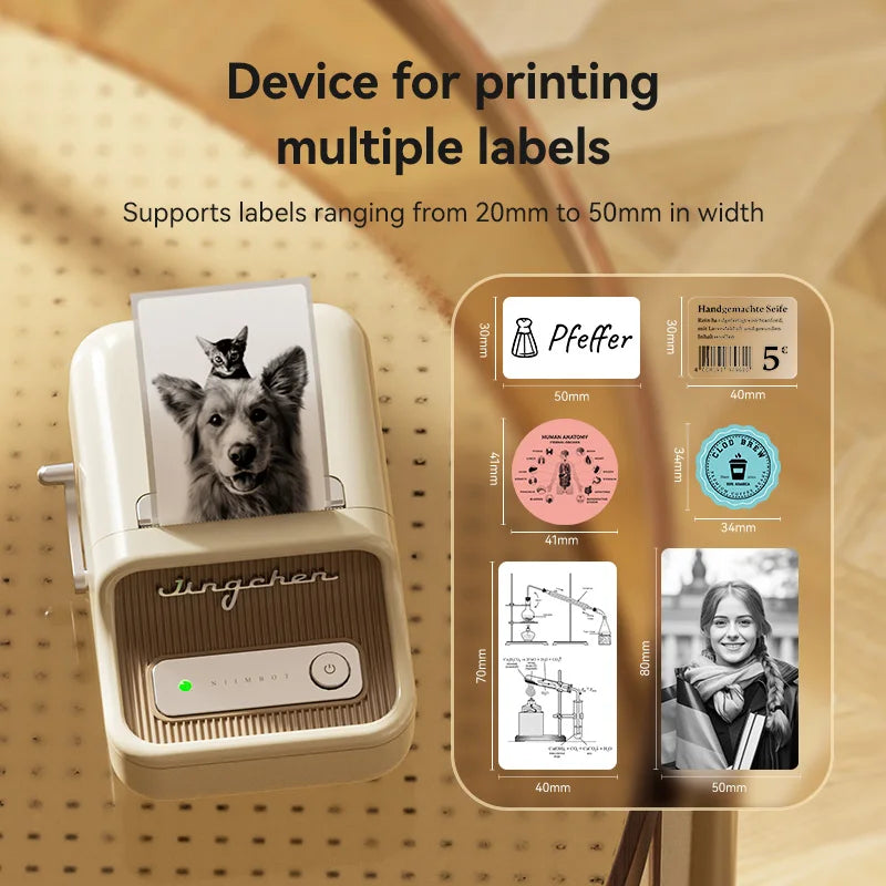 Niimbot B21- Kabelloser tintenloser Etikettendrucker, Barcode-Etikettendrucker, Druckpapier, Aufkleber Maschine 20 mm - 50 mm