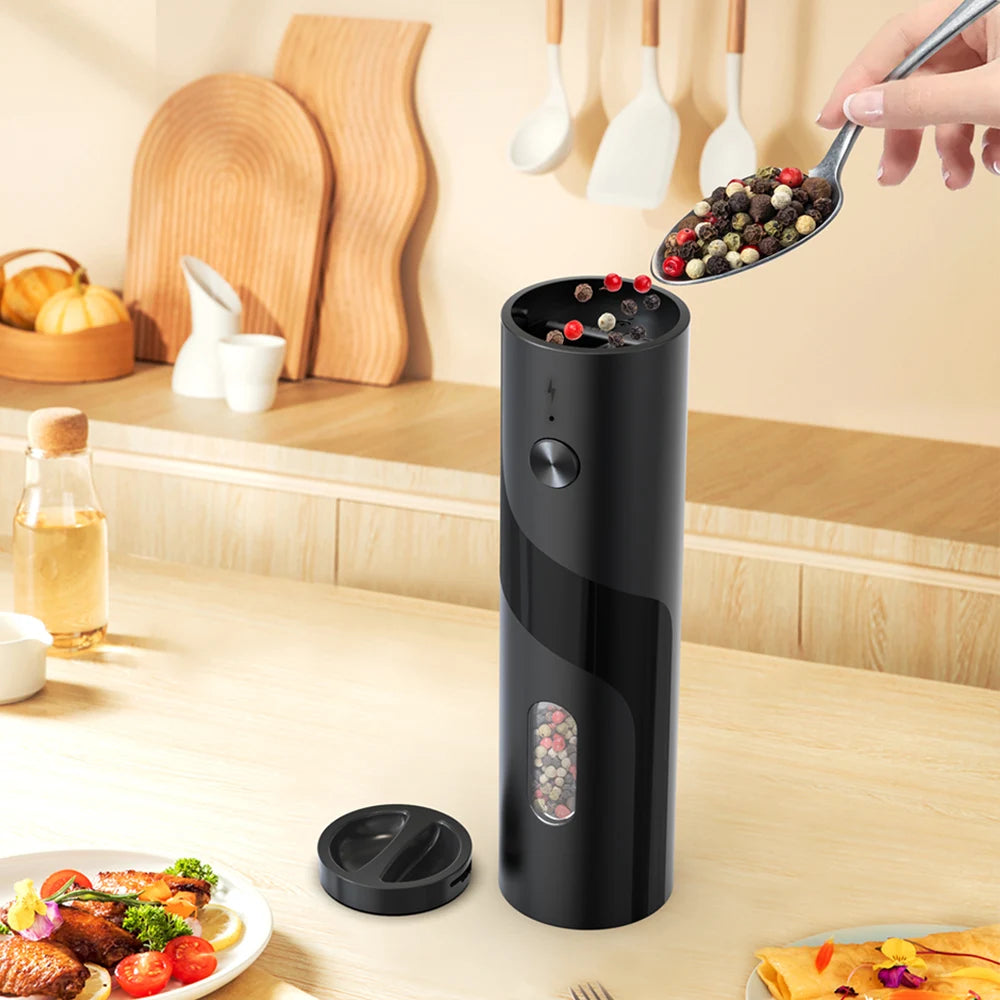 110 ml wiederaufladbare elektrische Salz- und Pfeffermühlen-Schüttler, USB, automatisch einstellbare Grobheit, Gewürzmühlen für Küchenhelfer