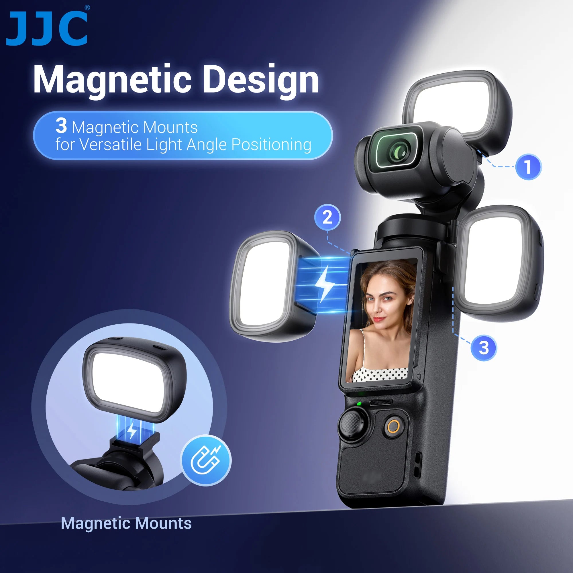 JJC Osmo Pocket 3 Mini-LED-Licht, magnetisches Fülllicht, Video-Selfie-Licht für DJI Osmo Pocket 3, wiederaufladbare Zusatzbeleuchtung