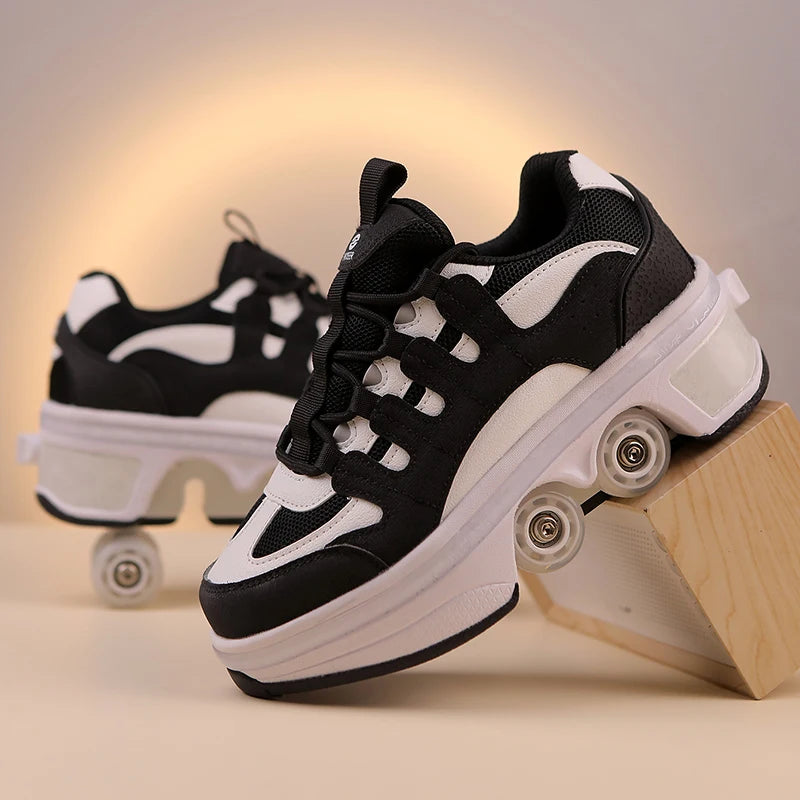 Kinder-Rollschuhe mit ausziehbarer Vierradunterstützung