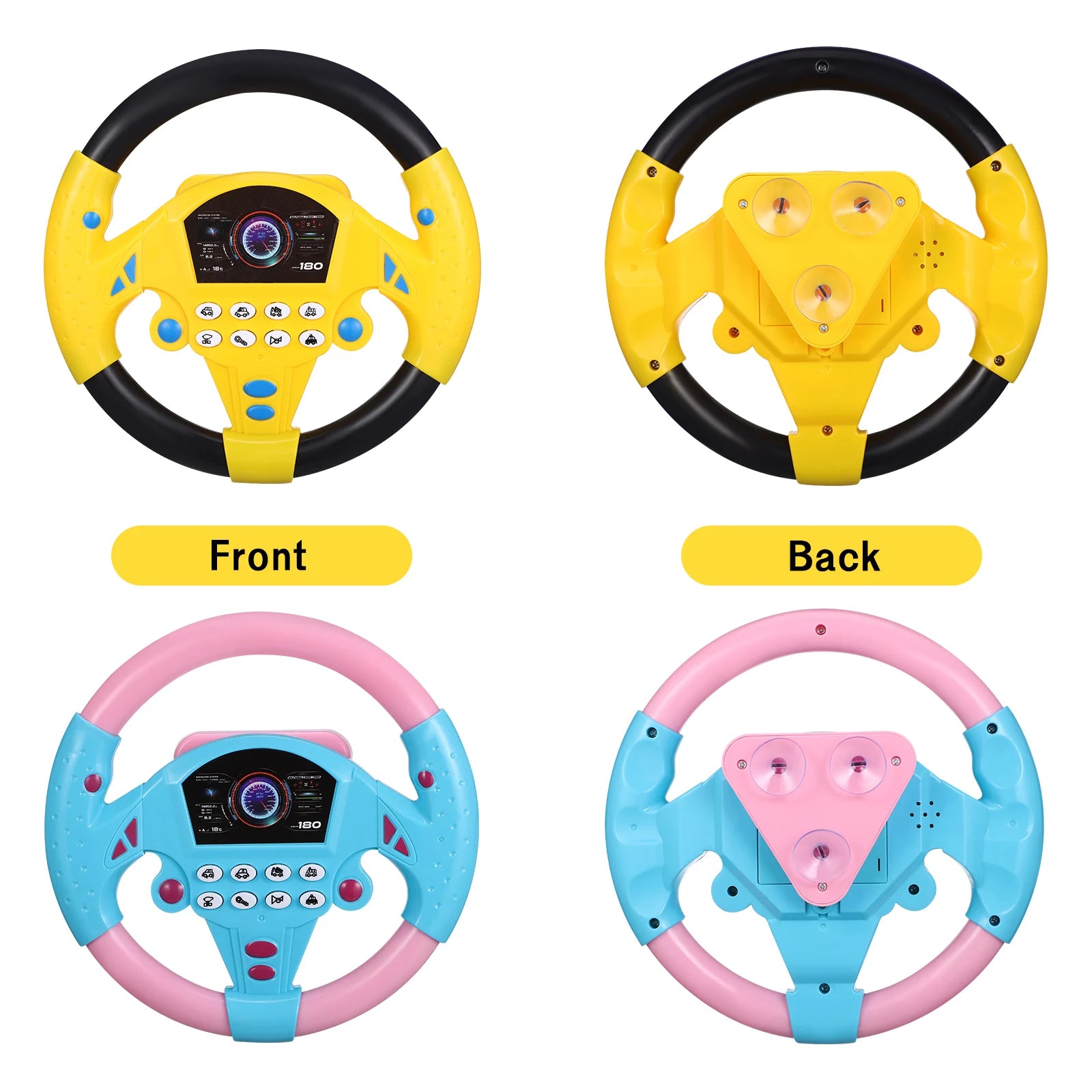 Simulieren Sie das Fahren eines Autos, Lenkrad, elektrisches Spielzeuggeräusch, musikalische Ausbildung für Kinder, Schieben eines Wagens, Fahren eines Stimmspielzeugs