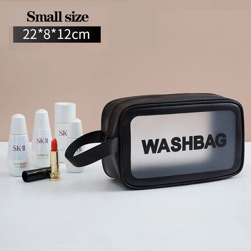 Wasserdichte tragbare Reise-Kulturtasche für Damen, transparent, Make-up-Aufbewahrungstasche, große Kapazität, Kosmetik-Organizer, Schönheitstasche für Damen