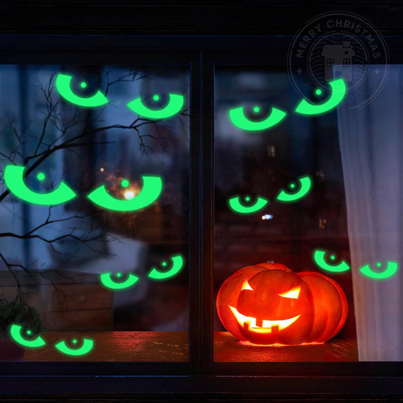 Halloween Aufkleber, Leuchtende Augen Geist, Party Dekoration Aufkleber, Fluoreszierende Horror Wand Aufkleber, Urlaub Party Zimmer Dekoration